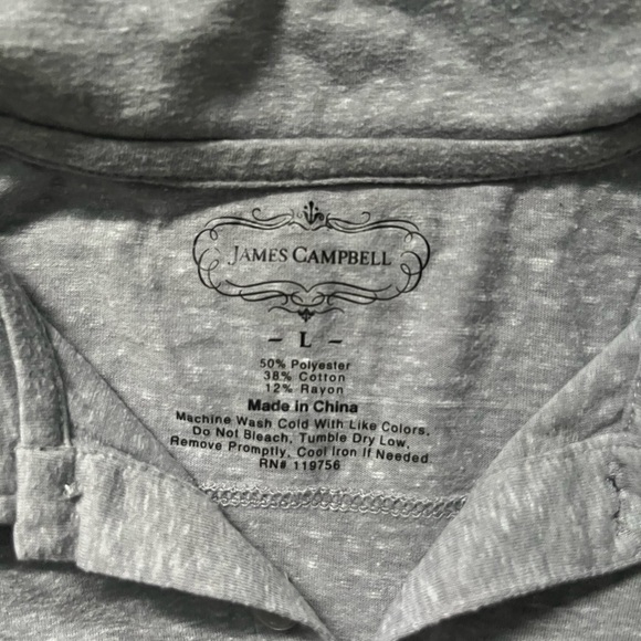 James Campbell, grey polo t-shirt, size Large - Picture 2 of 4